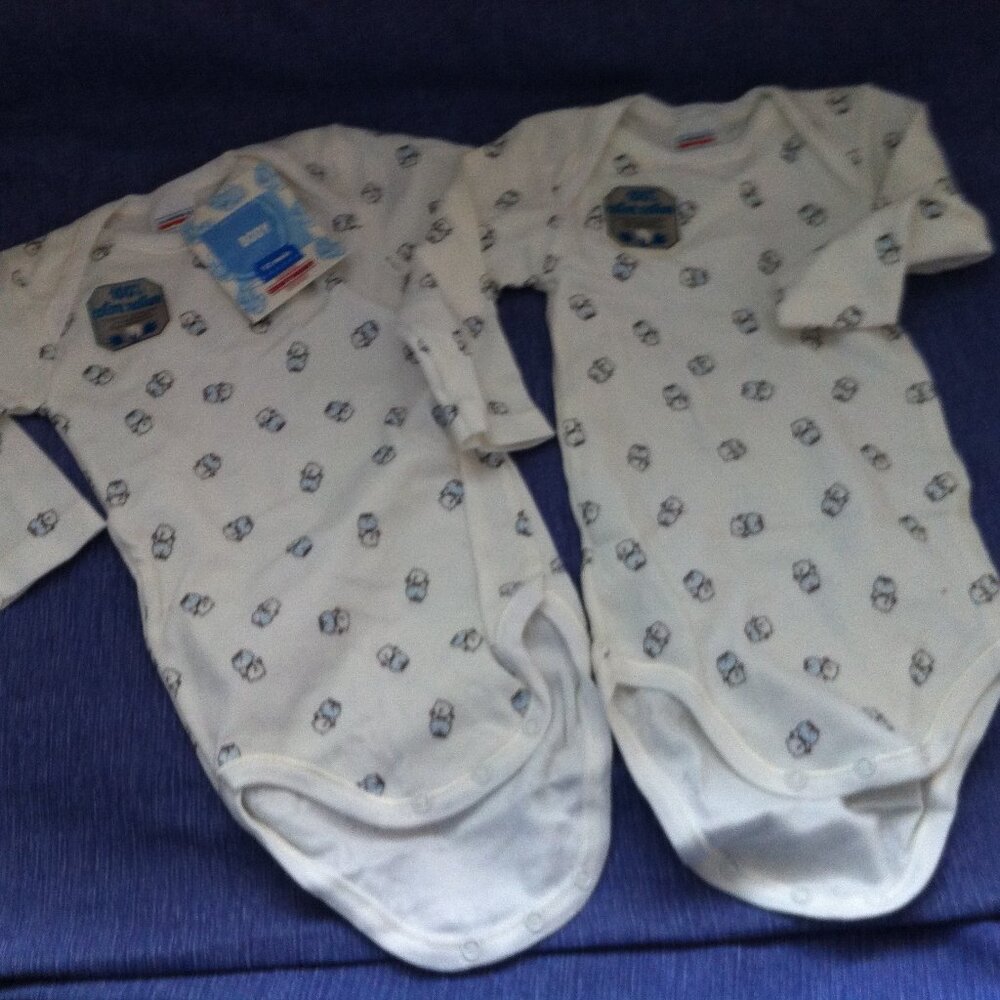 Onesies / Bodysuit Teddy Bear Design 100% Cotton 12 Months x 2 New